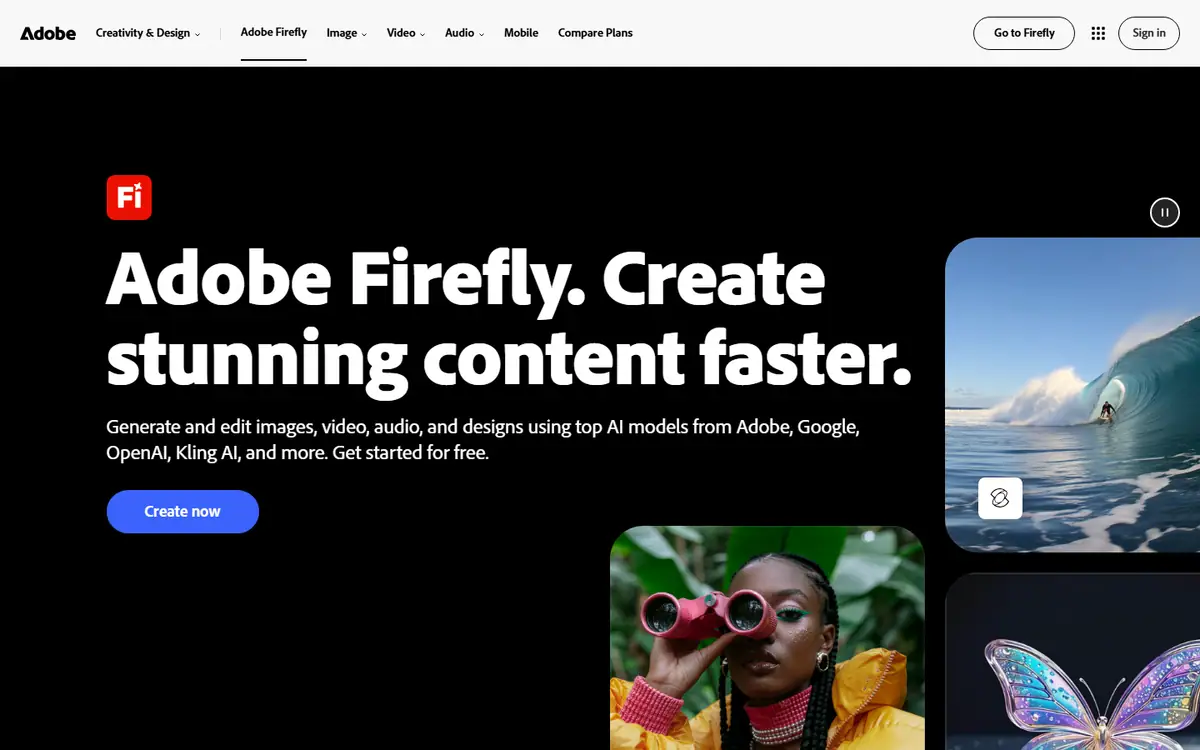 The Adobe Firefly website