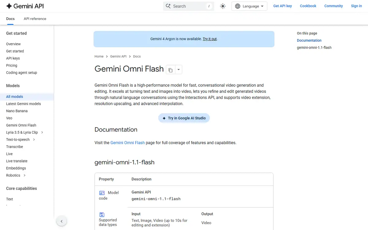 The Gemini Omni website
