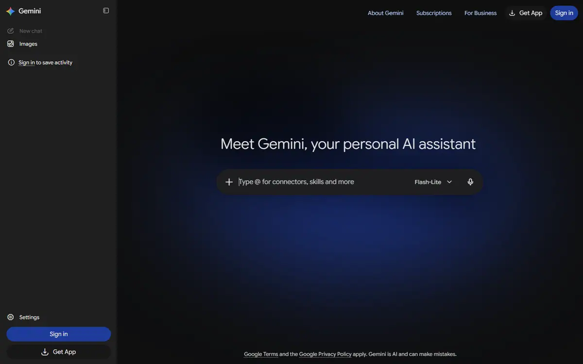 The Gemini website