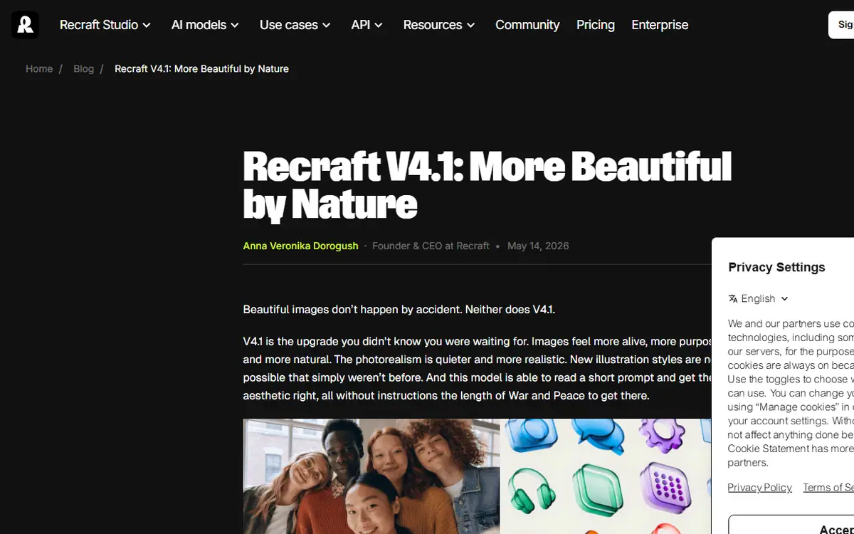 The Recraft website